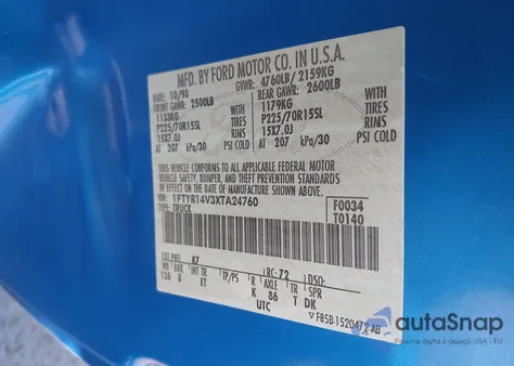 1999 Ford Ranger Xl/Xlt z USA, uszkodzony, nr VIN 1FTYR14V3XTA24760